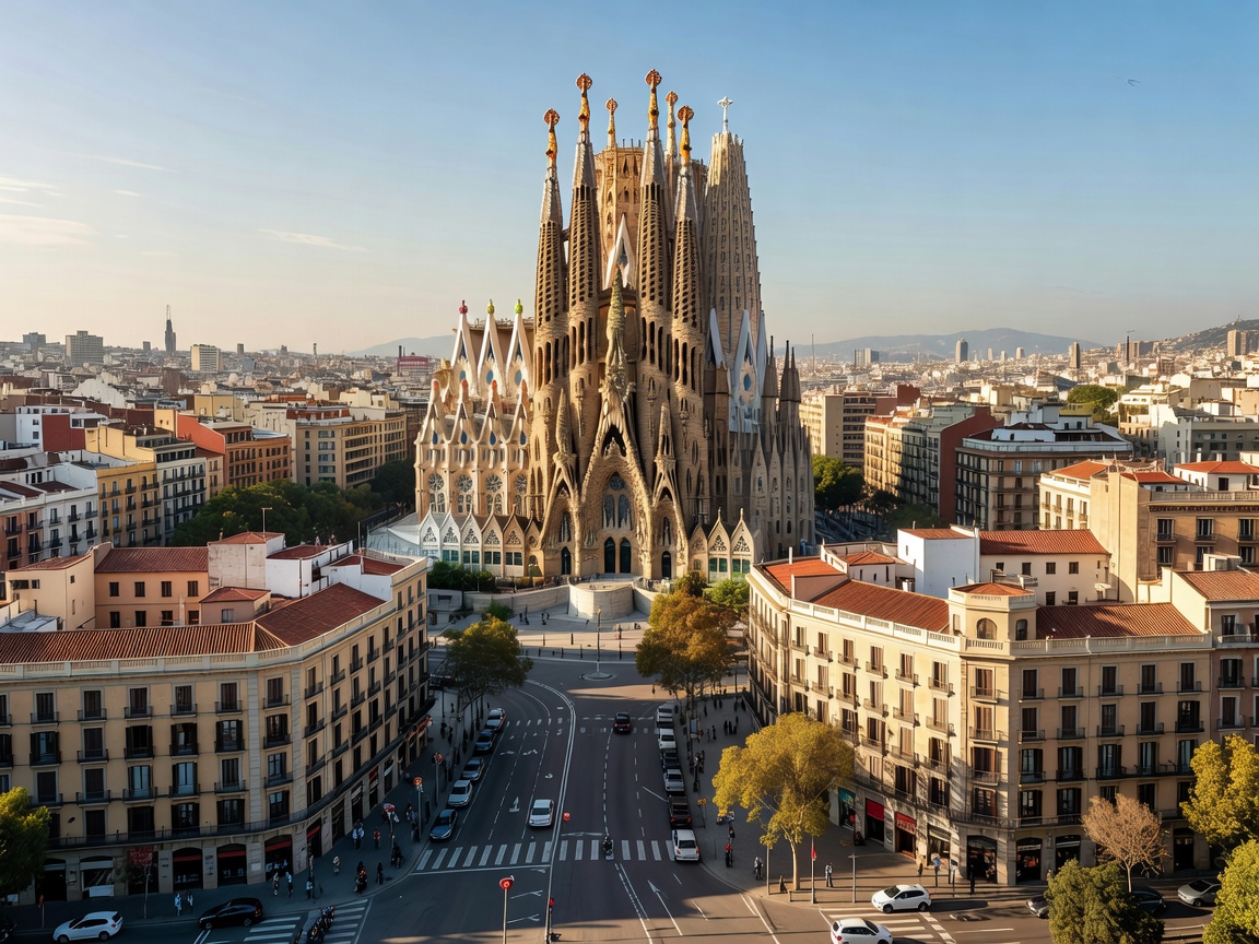 Barcelona Sagrada Familia towering over the Eixample district
